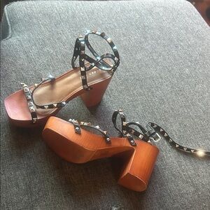 Madden Girl Black Studded Platform Sandals